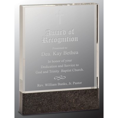 6" x 8" Clear Fusion Crystal Award with Genuine Black Marble