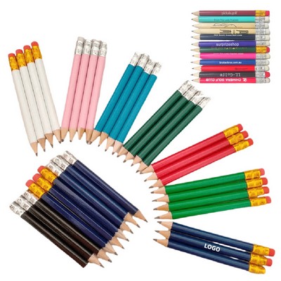 Mini HB Short Wooden Pencil W/ Eraser