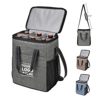 6-Bottle Insulated Wine Carrier Tote Cooler Bag