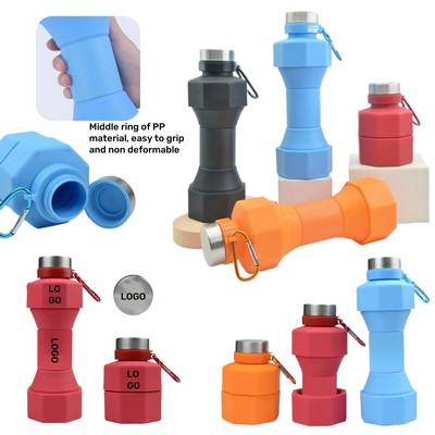 22oz Dumbbell Shaped Collapsible Silicone Water Bottle
