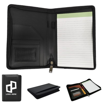 Zippered Padfolio Organizer W/ Cards Pockets