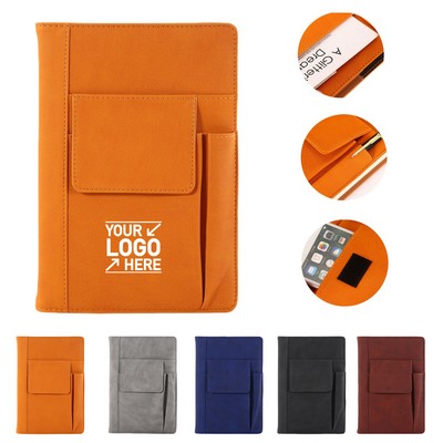 Multi-Function Business A5 Notebook With Phone Pocket