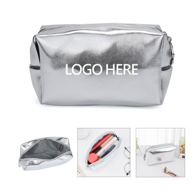 Premium Metallic PU Leather Cosmetic Pouch MOQ 50pcs