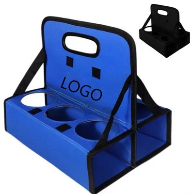 Foldable Reusable Carrier Black Base Cup Holder Handbag