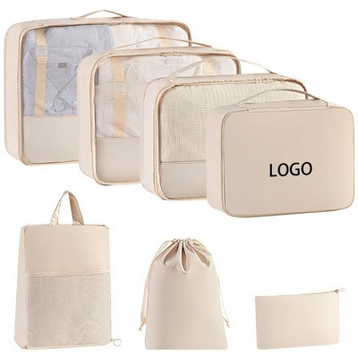 Seven-Piece See-Through Travel Organizers W/ Grab Handle