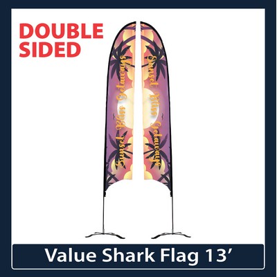 Value 13' Shark Flag - Double Sided Graphic Black X Base and Carry Bag