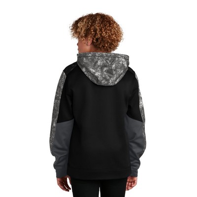 Sport-Tek Youth Sport-Wick Mineral Freeze Fleece Colorblock Hooded Pullover.
