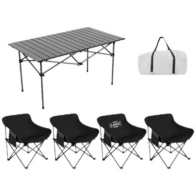 Folding Table and Moon Chair.