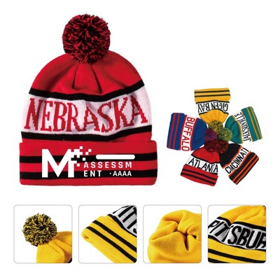 Custom Knitted Beanies w/ Cuff and Pompom