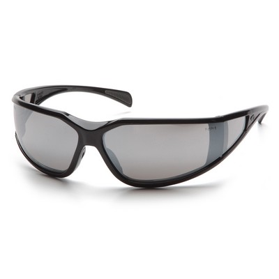 Exeter Safety Glasses, Glossy Black Frame with Mirrored Anti-Fog Lens
