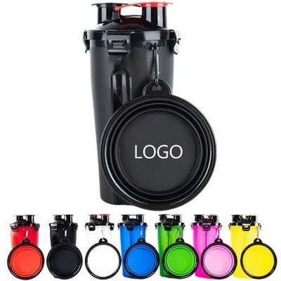 2-in-1 Portable Pet Dog Drinking Water Black Cup Bottle Bowl