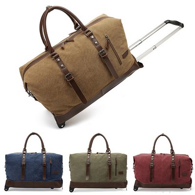 Canvas Duffel Weekend Bag with Wheels.