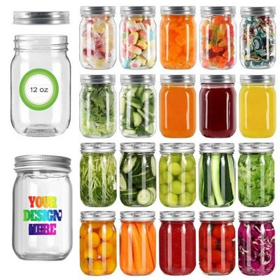 12oz. Mason Jar Sealing Bottles w/ Sliver Metal Lids