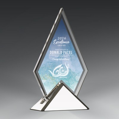 Acrylic Triangle in Chrome Triangle Base