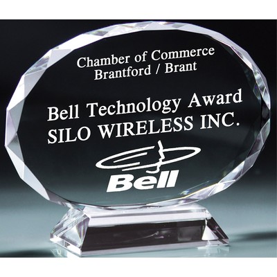 Crystal Faceted Oval on Clear Crystal Base, 6-1/2" x 5"