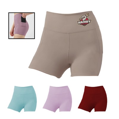 Women's Pocketed High-Waist Yoga Shorts