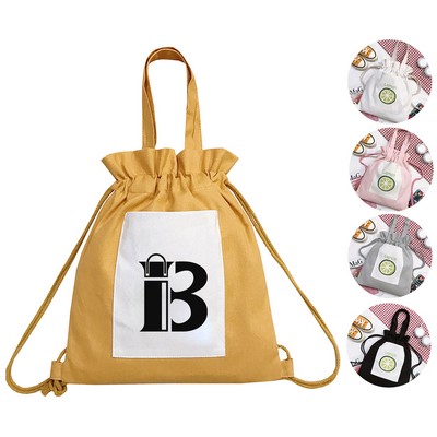 Canvas Drawstring Tote Bag w/ Pocket