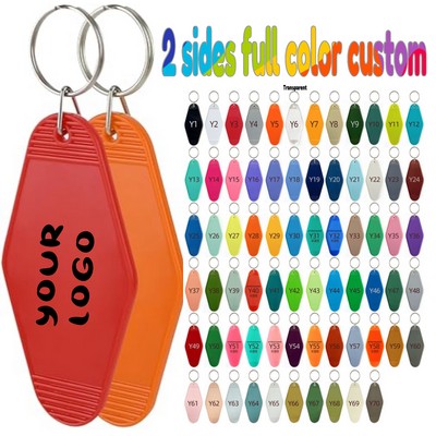 Full Color Custom Vintage Hotel Key Tag Motel Keychain