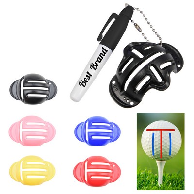 Golf T-Style Alignment Marker & High-Contrast Marker Pen Set