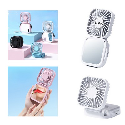 Rechargeable Foldable Fan With Mirror