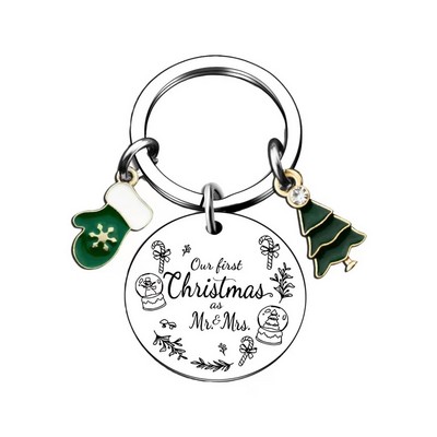 Custom Christmas Metal Round Keyring