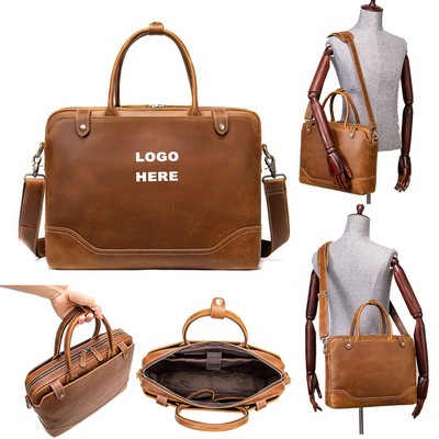 Men's Business Leather Laptop Case Office Handbag Travel Briefcase Bag