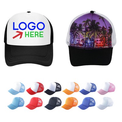5 Panel Full Color Sublimation Mesh Back Trucker Hat
