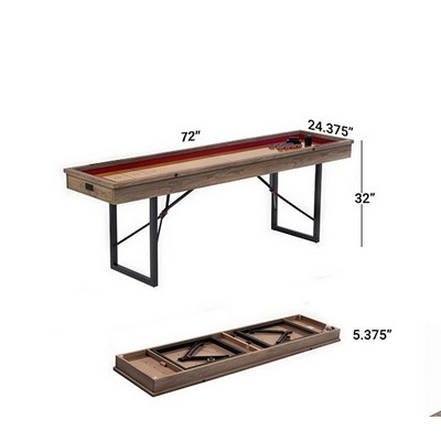 6ft Shuffleboard with Foldable Legs