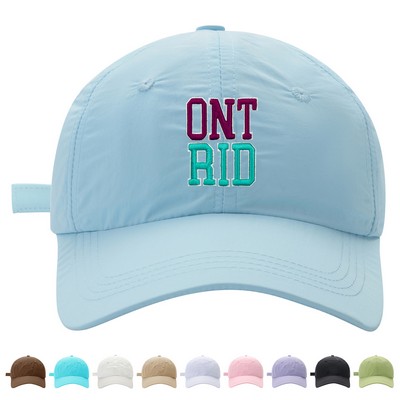 Outdoor Six-Panel Polyester Quick-Drying Embroidery Baseball Caps With Metal Closure