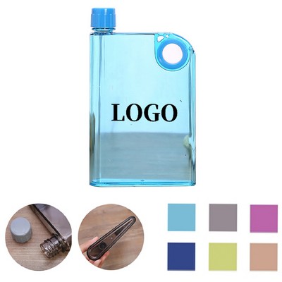 13 oz Square Flat Transparent Sports Water Bottle