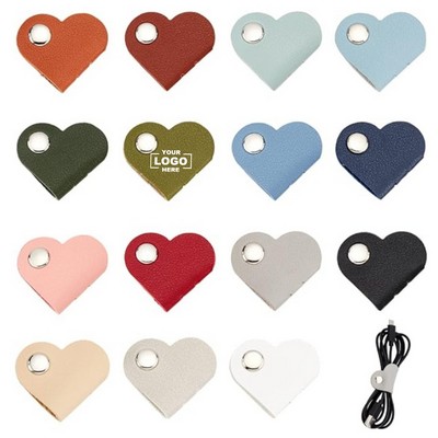 Heart-Shaped PU Leather Cable Organizer