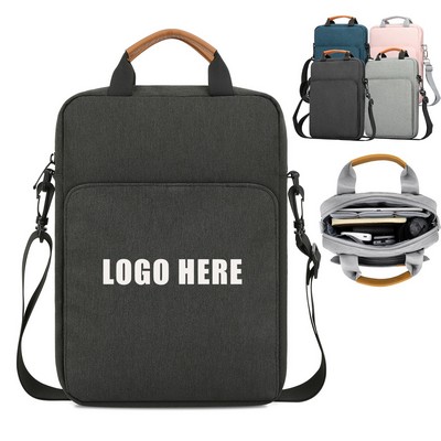 Leather-Handled Crossbody Laptop Satchel