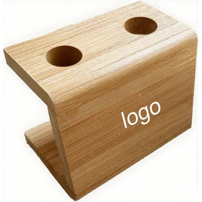 Two-hole Bamboo Toothbrush Holder