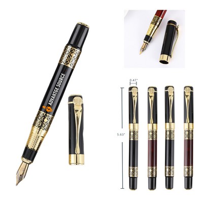 Wood Grain Fountain Pen Stainless Steel Nib Business Pen for Office Use