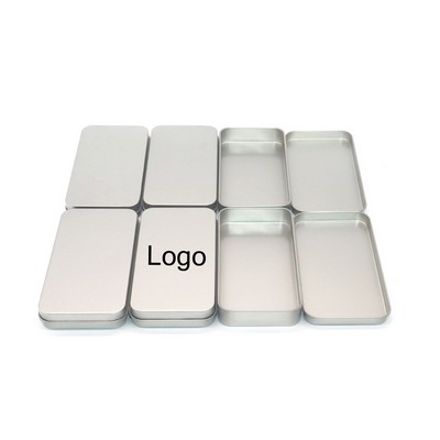 Silver Rectangular Tinplate Lift-off Lid Tin Box