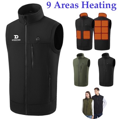 9 Areas Heating Gilets Soft Shell Bodywarmer Heated Vest Jackets For Unisex