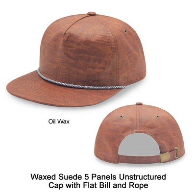 Unstructured 5 panel oil waxed cap with rope
