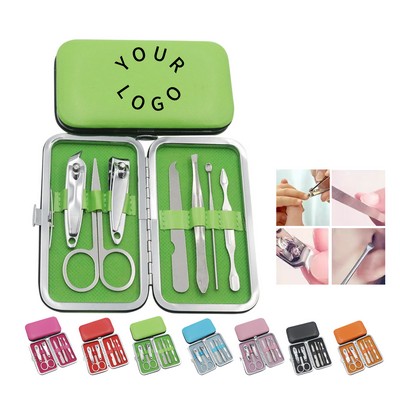 Seven Piece Stainless Steel Manicure Nail Clippers Travel Kit With Case