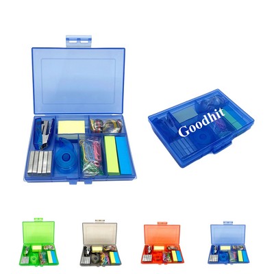 Portable Stationery Kit w/ Stapler Sticky Notes for Office School