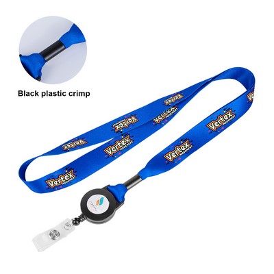 3/4" Dye-Sublimated Lanyard W/Retractable Badge Reel Combo & Plastic Crimp