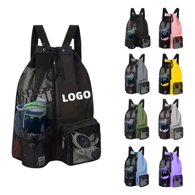 Drawstring Mesh Beach Backpack