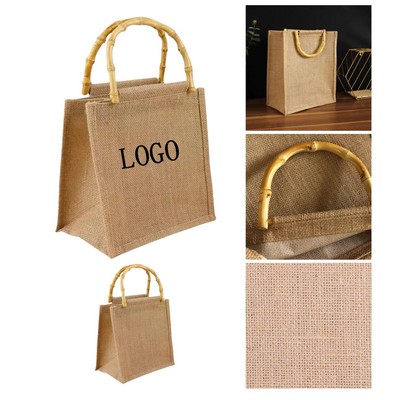 Eco Bamboo handle Linen Bag