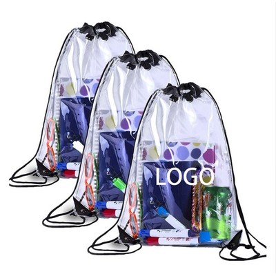 Stainless Steel Burger Patty Press Clear PVC Mesh Drawstring Backpack for Stadium Events