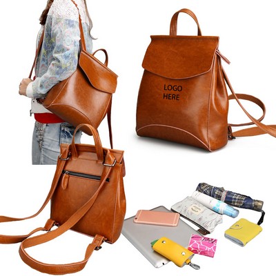 Youth Fashion Leather Backpack For Teenage Girls School Shoulder Bag