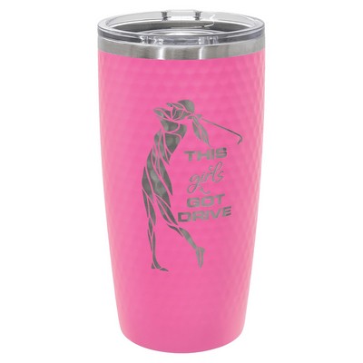 Polar Camel 20 oz. Pink Golf Tumbler with Dimples and Slider Lid