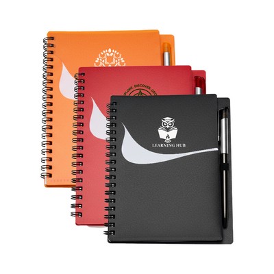 Wavy Design PP Cover RIng Notebook with Matching Pens