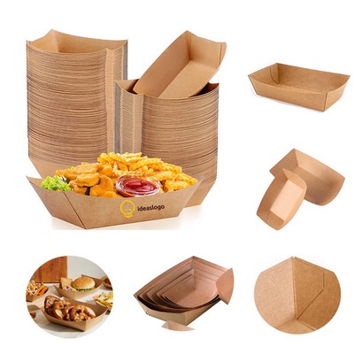 Custom Logo Disposable Kraft Paper Food Trays