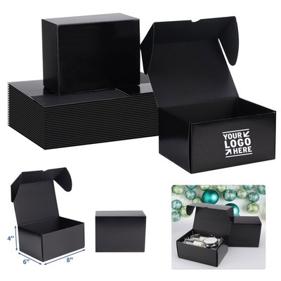 8x6x4" Black Corrugated Cardboard Mailer Shipping Packaging Gift Box with Lid
