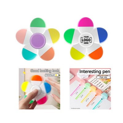 5-Color Multifunctional Chisel-Tip Plastic Highlighter Pen Set
