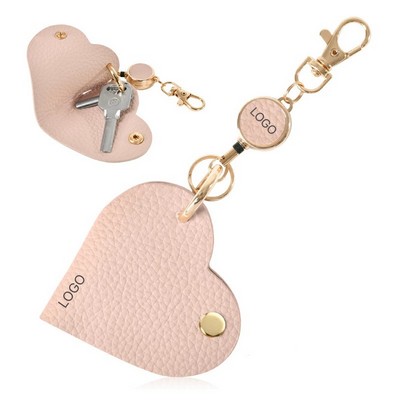 Heart-Shaped Leather Key Case